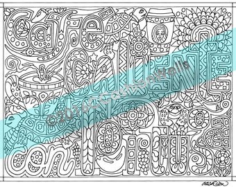Adult Coloring Book Page Total Nonsense Cafe Caliente Con Tortuga Hot Coffee Turtle Cashion Relaxation Sheet