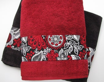 Kitchen Towel Set Black White Red Handmade Kitchen Black