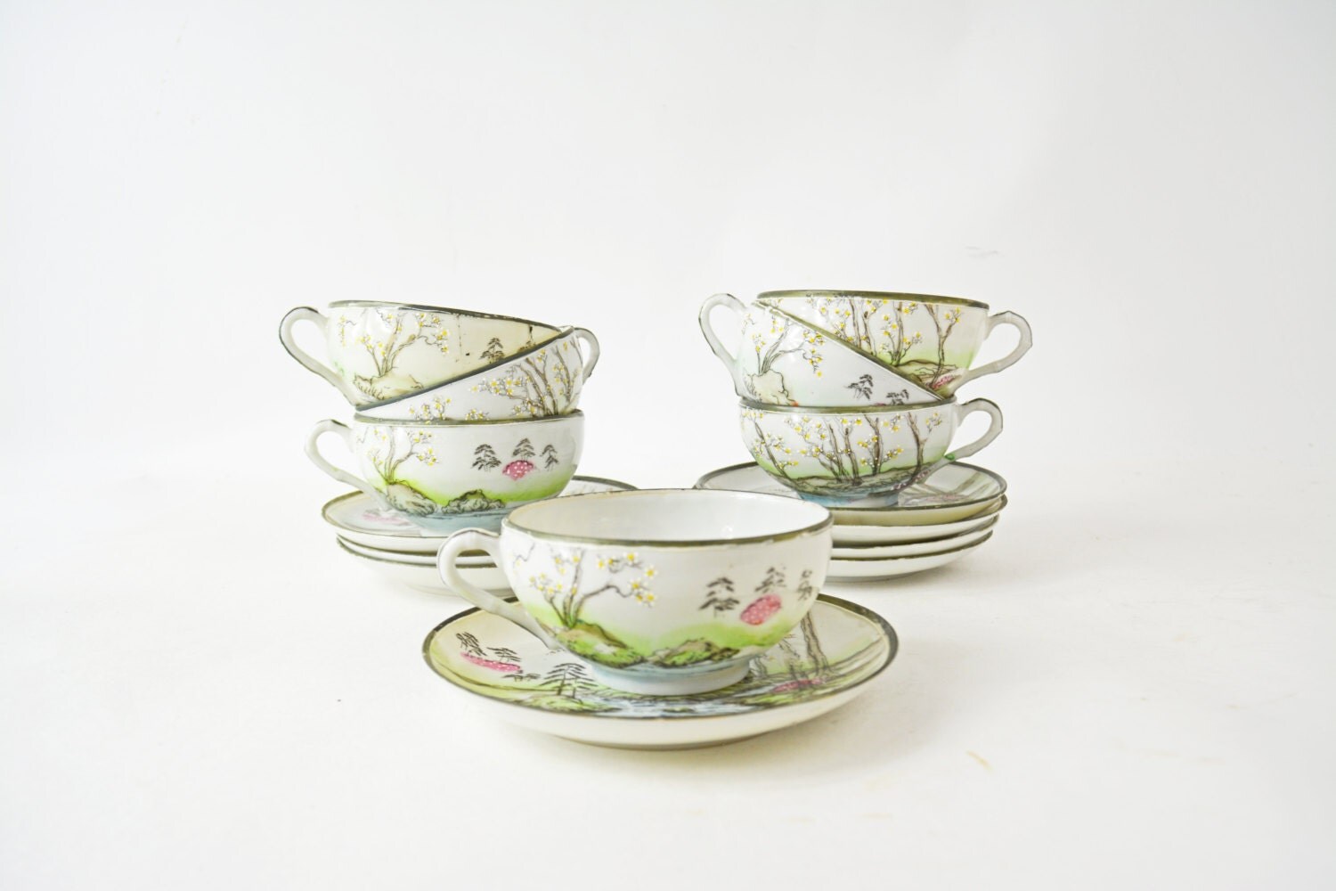 Japanese Tea Cup and Saucer Set Antique Oriental by Vintassentials