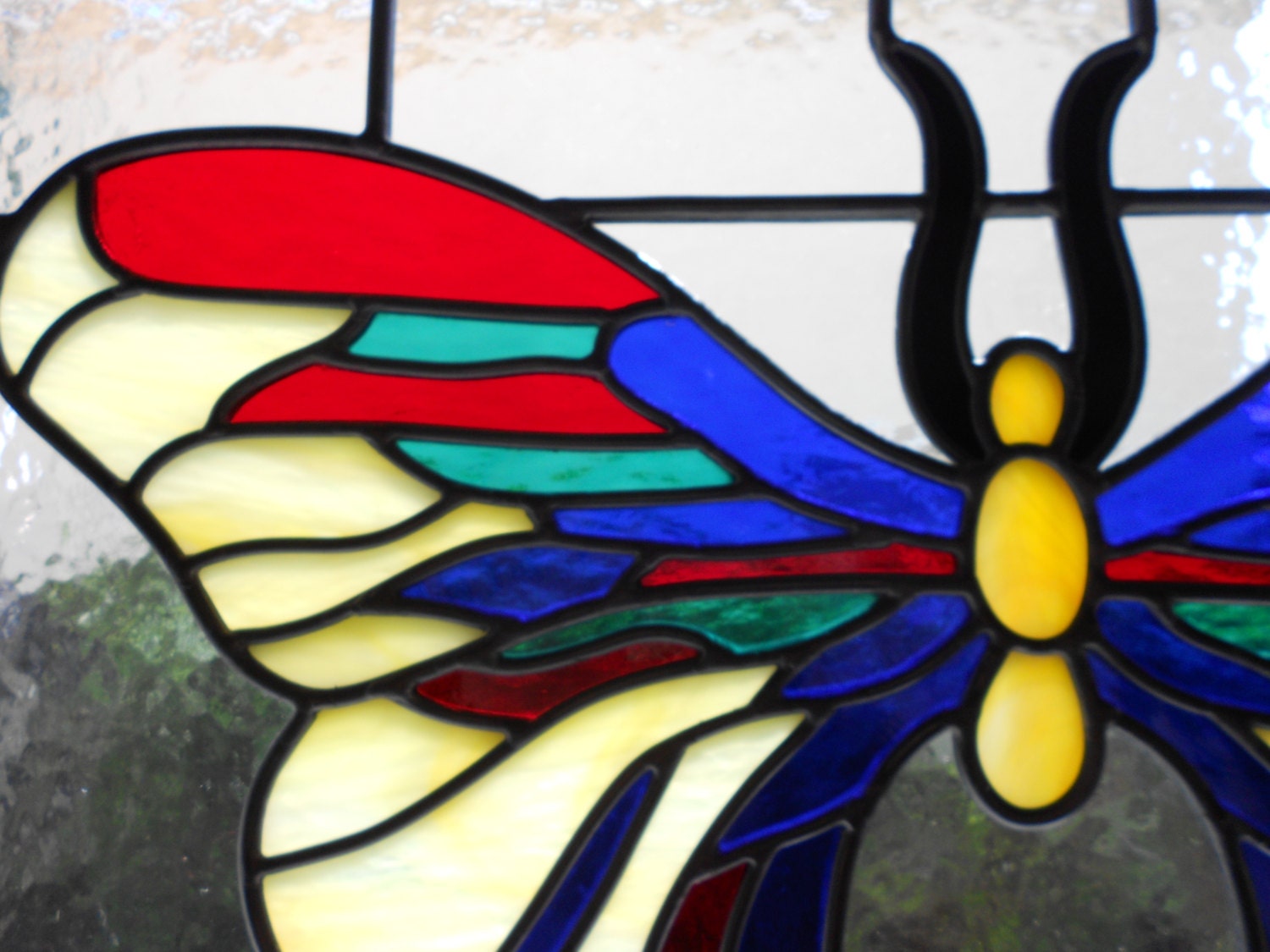 FRAMED Stained Glass Butterfly Window Panel Leaded by GlassPelican