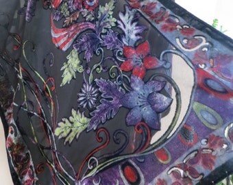Burnout Velvet Kimono, Womens Fringed Kimono, Velvet Kimono, Evening Jacket, Christmas Top