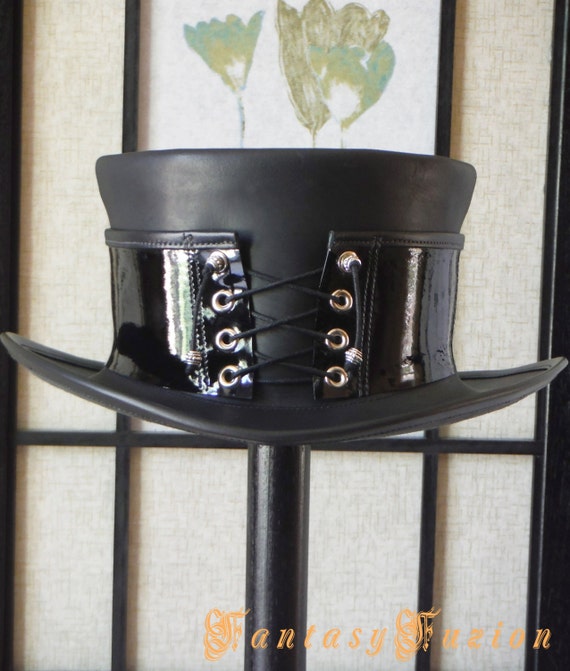 Steampunk Hat Corset Gothic Flash Leather Top Hat by FantasyFuzion steampunk buy now online