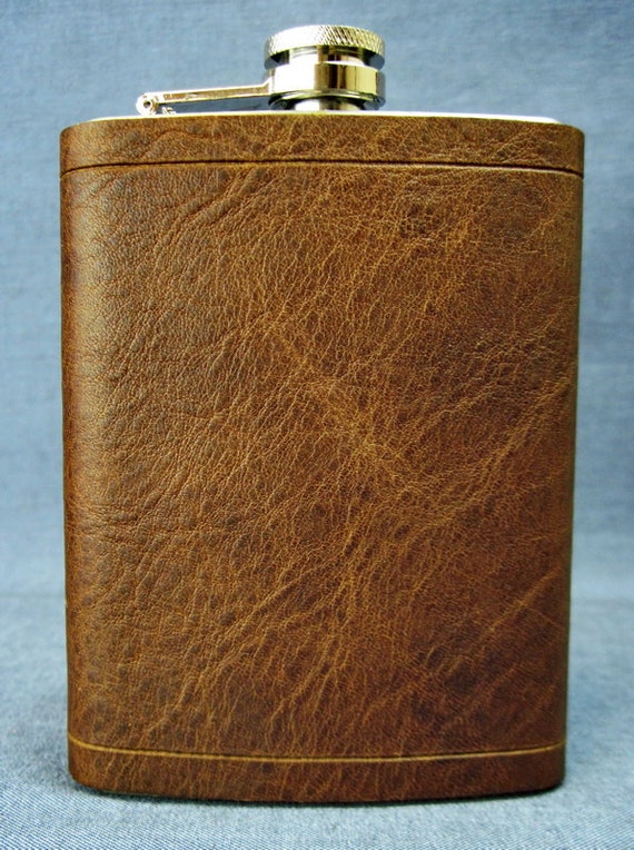 8 oz Oiled Leather Whiskey Flask Made in USA