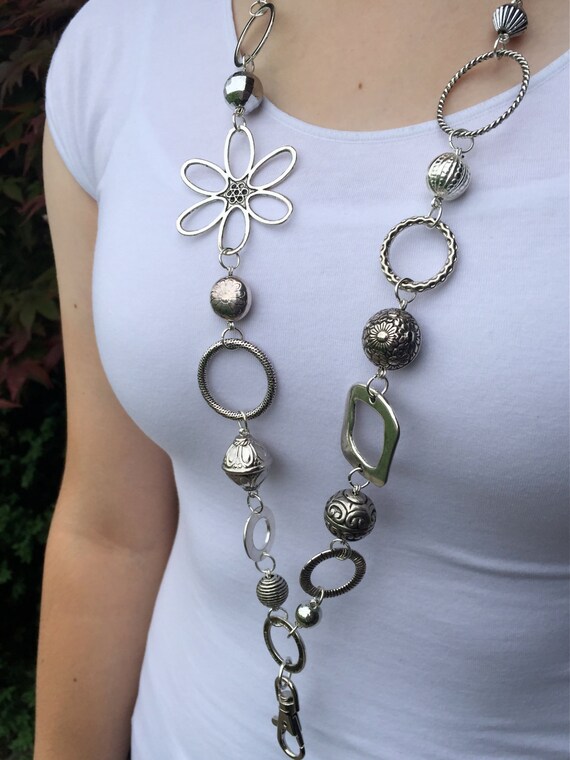 Chunky Silver Lanyard Necklace