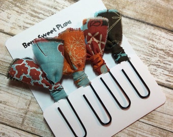 Fabric Clips Fall Florals - Planner Clips / Bookmarks