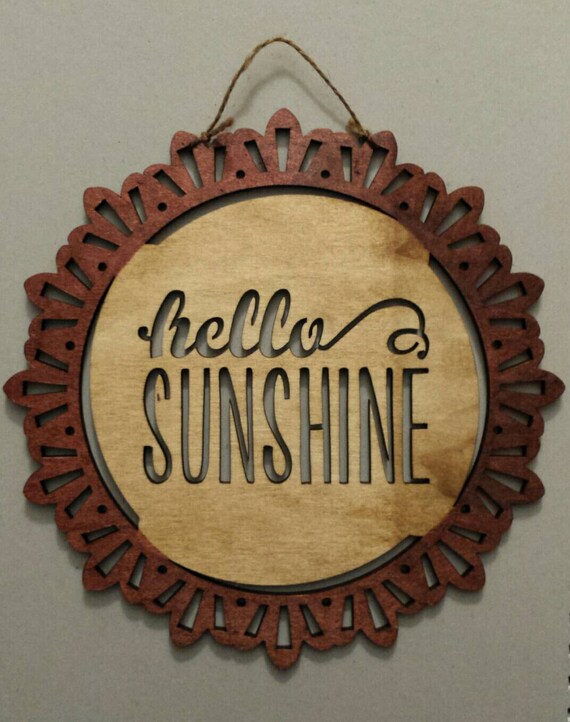 Hello Sunshine Wooden Wall Hanging Wooden by RachelHaleyDesign