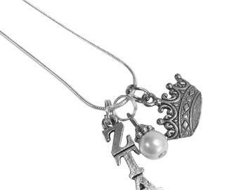 Zeta Tau Alpha ZTA Triple Charm Lavalier with Chain