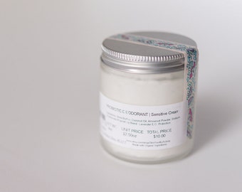 SENSITIVE | Organic | Deodorant Cream | Probiotic | Natural Deodorant | Sensitive Arm Pits