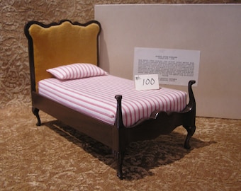 Dollhouse Bed, Sonia Messer Queen Anne, Gold Upholstery