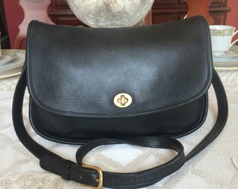 Vintage Coach Bag / City Messenger bag / Black / 9790 / Coach Leather Purse