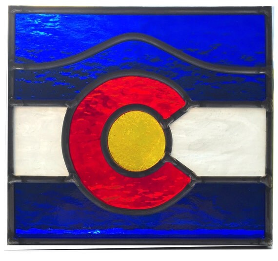 Stained Glass Colorado Flag Suncatcher