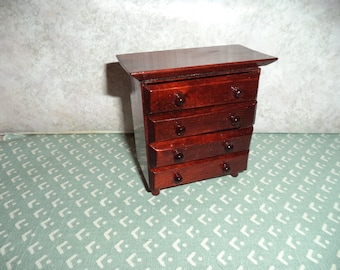 1:12 scale Vintage dollhouse miniature Dark color wood dresser