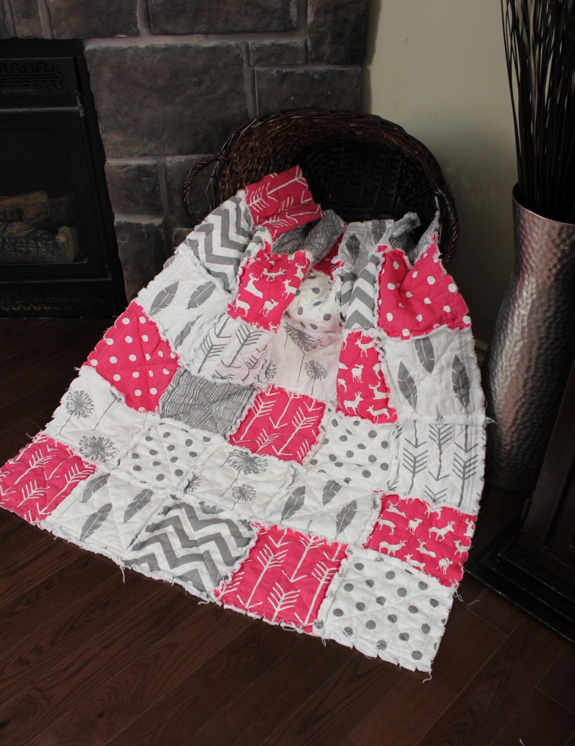 Rag Quilt Baby Rag Quilt Crib Blanket Premier Prints by RozonsRags