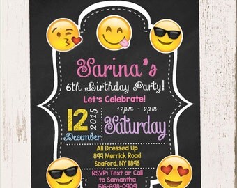 EMOJI BIRTHDAY INVITATION, Emojis, Emoji Invite, Collectibles, Girl, Digital File, Party, Diy