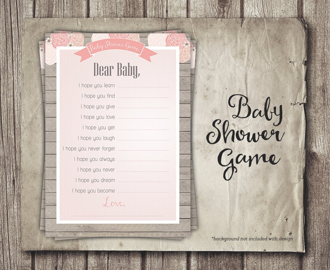 Girl Baby Shower Printable Dear Baby Shabby Pink Flowers