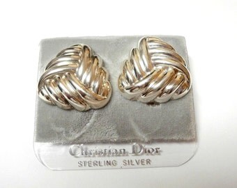 Signed Christian Dior Clip Earrings Sterling Silver 925 Made Germany 16 gr (D)