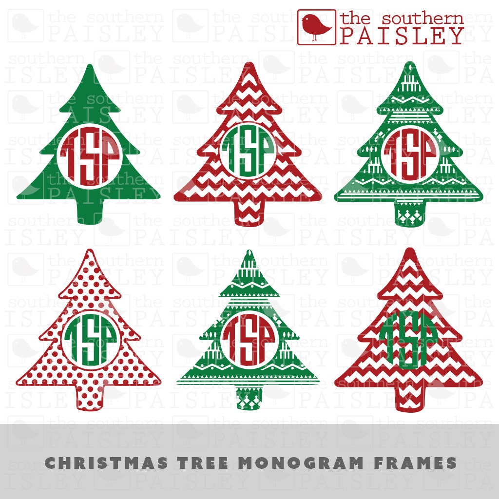 Download Christmas Tree Monogram Frames .svg/.eps/.dxf/.ai for