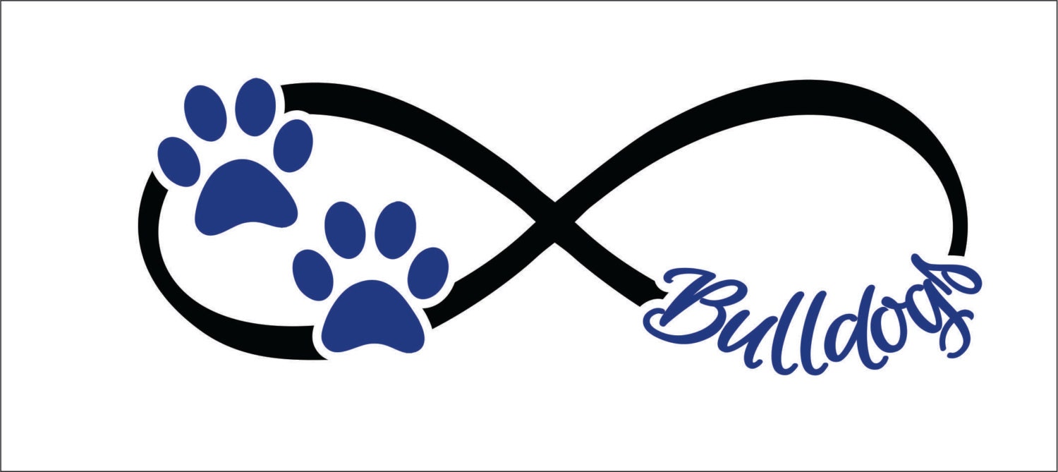 Bulldogs infinity paw prints instant digital download cutting