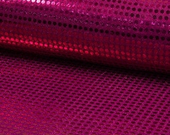 6mm Sparkling Sequin Fabric Material Glitter Sparkle - 6mm sequins - 115cm wide RASPBERRY