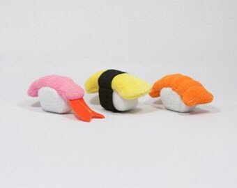 Set of 3 Cat Toy Sushi - Stuffed with Organic Catnip