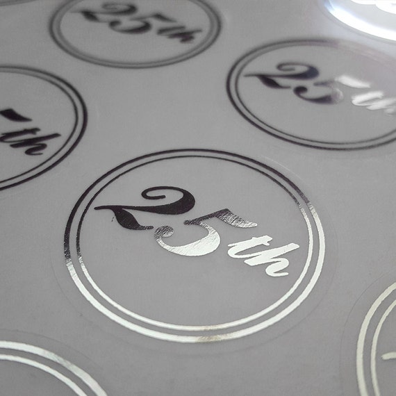 25th Anniversary Silver Foil Metallic Envelope Seals Clear