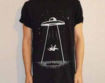 Alien Abduction Spaceship T-shirt Hipster Indie Swag Dope Hype Mens Womens Space Stars Sci-Fi