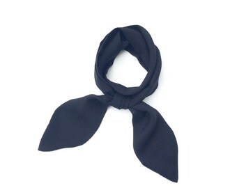 black silk crepe scarf with pointed ends