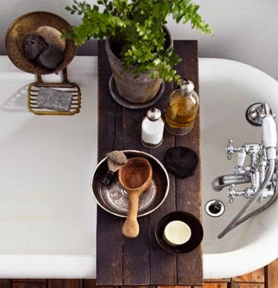 Bathtub Tray for Reading wood Caddy platter tray made of
