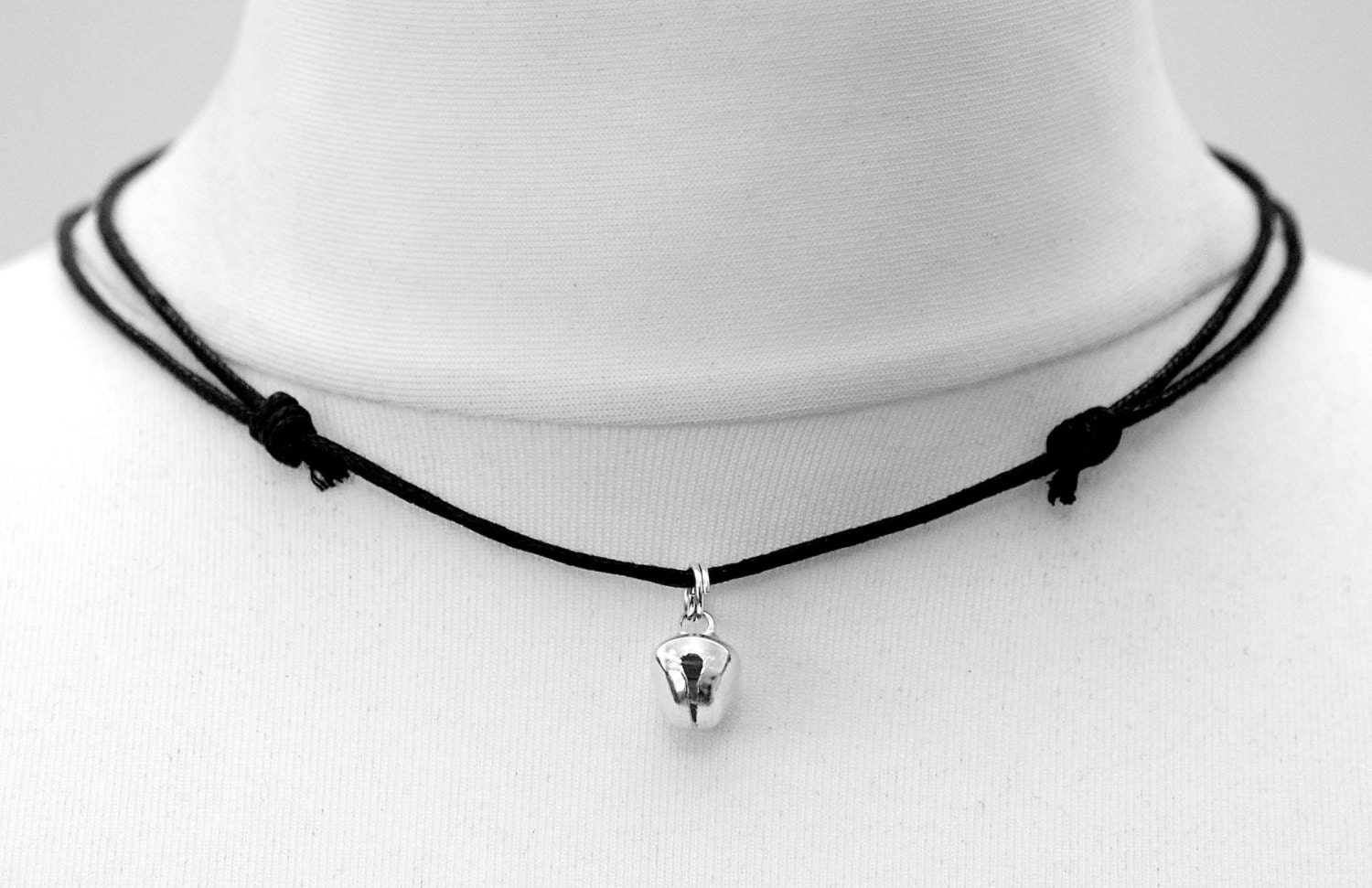 Cat Bell Choker Necklace Silver Jingle Bell by IntheWitchwood