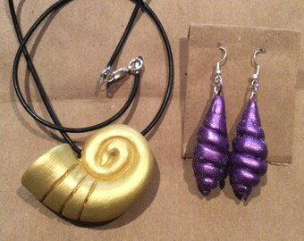 Disney inspired little mermaid ~ ursulas jewelry ~ earnings & shell necklace*** SET ***