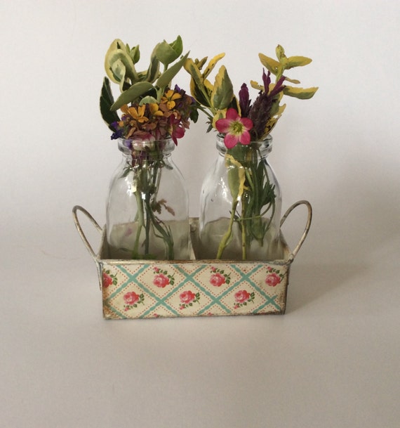 vintage bottle style crate chic in shabby vintage style decoupaged tray zinc a metal bottles