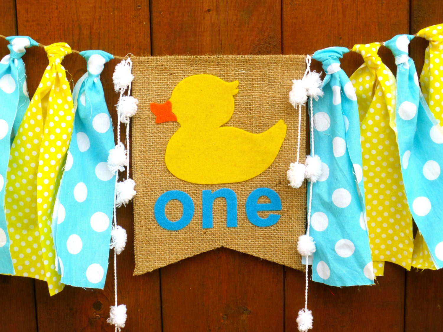 RUBBER DUCK Birthday Banner Highchair High by SeacliffeCottage