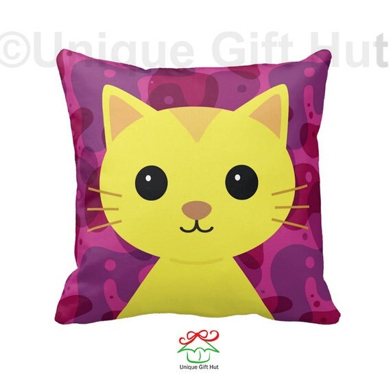 Cat Pillow-Cute Kitten Throw Pillow-Throw Pillow Cover-Home Decor-Kawaii Decorative Pillow ...