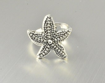Silver Starfish Ring,Starfish Ring,Beach Jewelry,Sea Jewelry,Beach Jewelry,Adjustable Ring,Best Friend Gift,Bridesmaid Gift,Starfish Jewelry