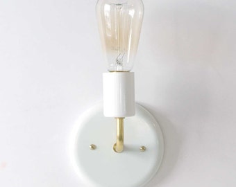 Gloss White Wall sconce modern lighting white and brass