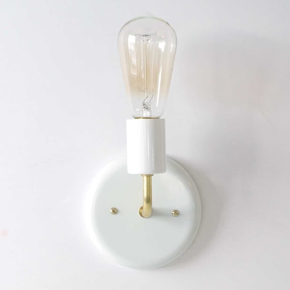 Gloss White Wall sconce modern lighting white and brass