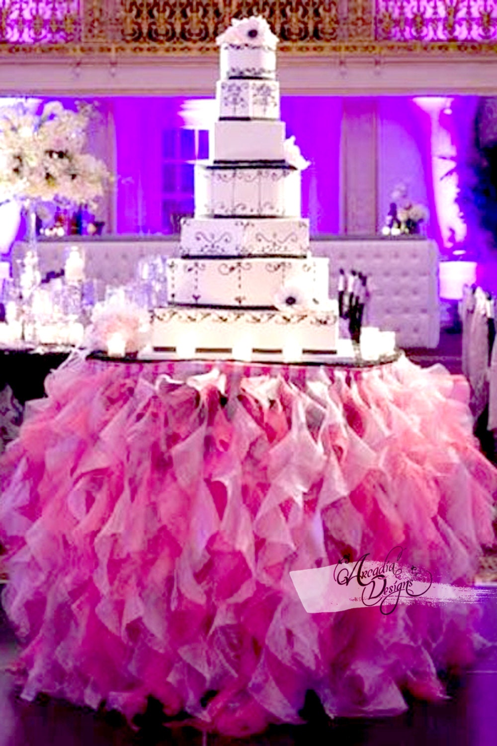 Ruffle Curly Willow Table Skirt Tulle Tutu Table Decoration