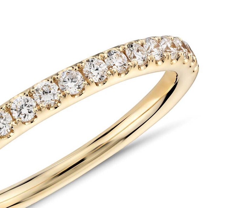 14 K Diamond Pave Eternity Band 1.6mm Half Eternity by SARRIEL