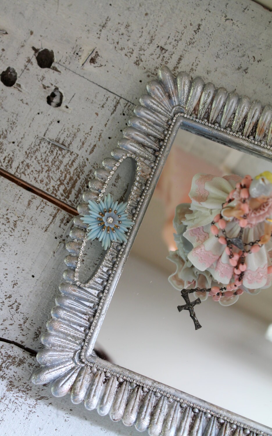 SILVER Mirrored Vanity Tray Perfume Dresser by TheVintageStories