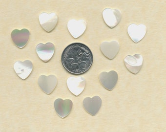 12 Vintage Mother of Pearl carved hearts