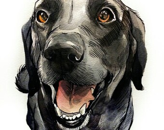 Personal/ Custom Dog Portrait Illustrations- Dog Watercolor Portrait From Photo Made To Order