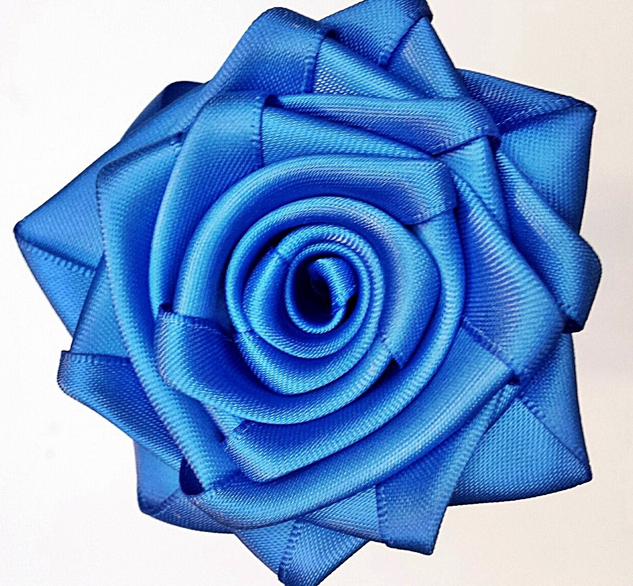 6 Royal Blue Rolled Ribbon Satin Roses DIY Bouquets