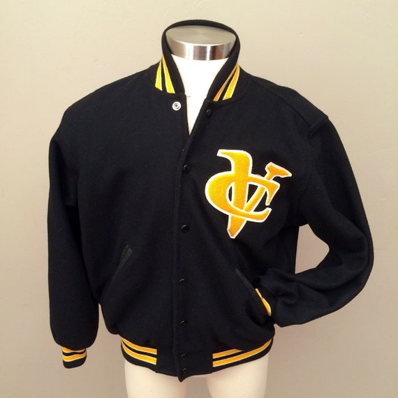 Vintage varsity jacket black and yellow