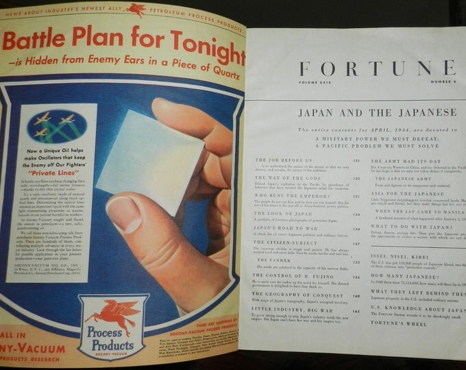 Vintage 1940s Fortune Hardcover Book April 1944 WWII Japan Issue of advertisements