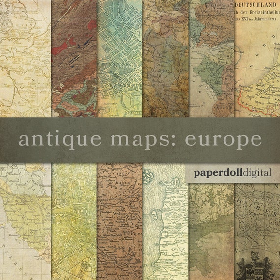 Antique Map Digital Paper Vintage Maps European Maps