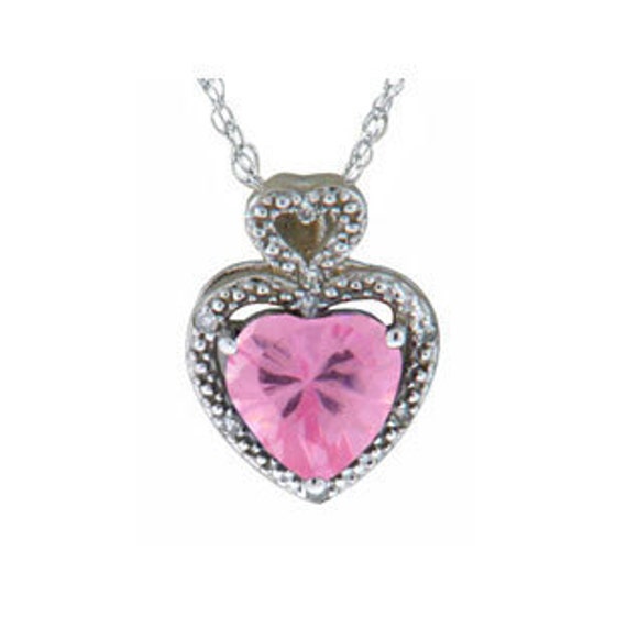 Diamond Pink Topaz Gemstone Heart Shaped Pendant In Rose