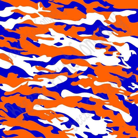 Orange blue and white camo pattern vinyl by