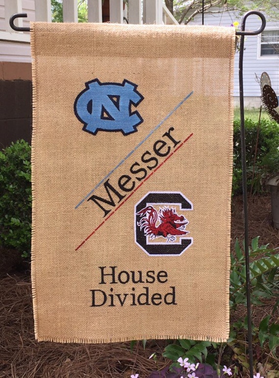 House Divided Monogrammed Burlap Garden by OhSewStitchin on Etsy