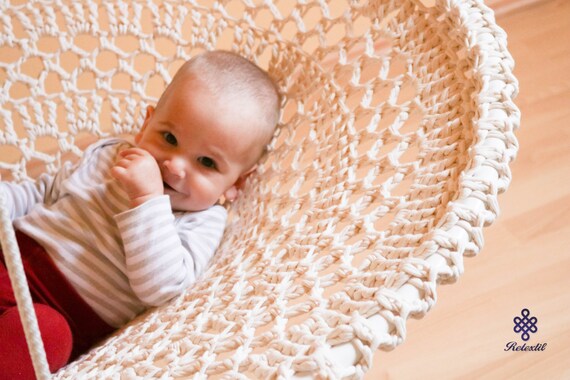 Items similar to Mandala Crochet Swing - Handmade Recycled White