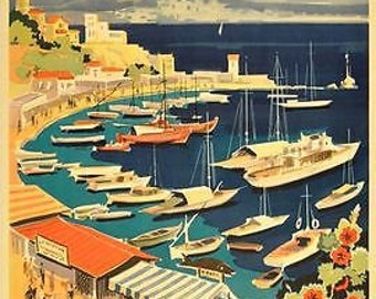 Vintage Greece Tourism Piraeus Athens Poster A3 Print